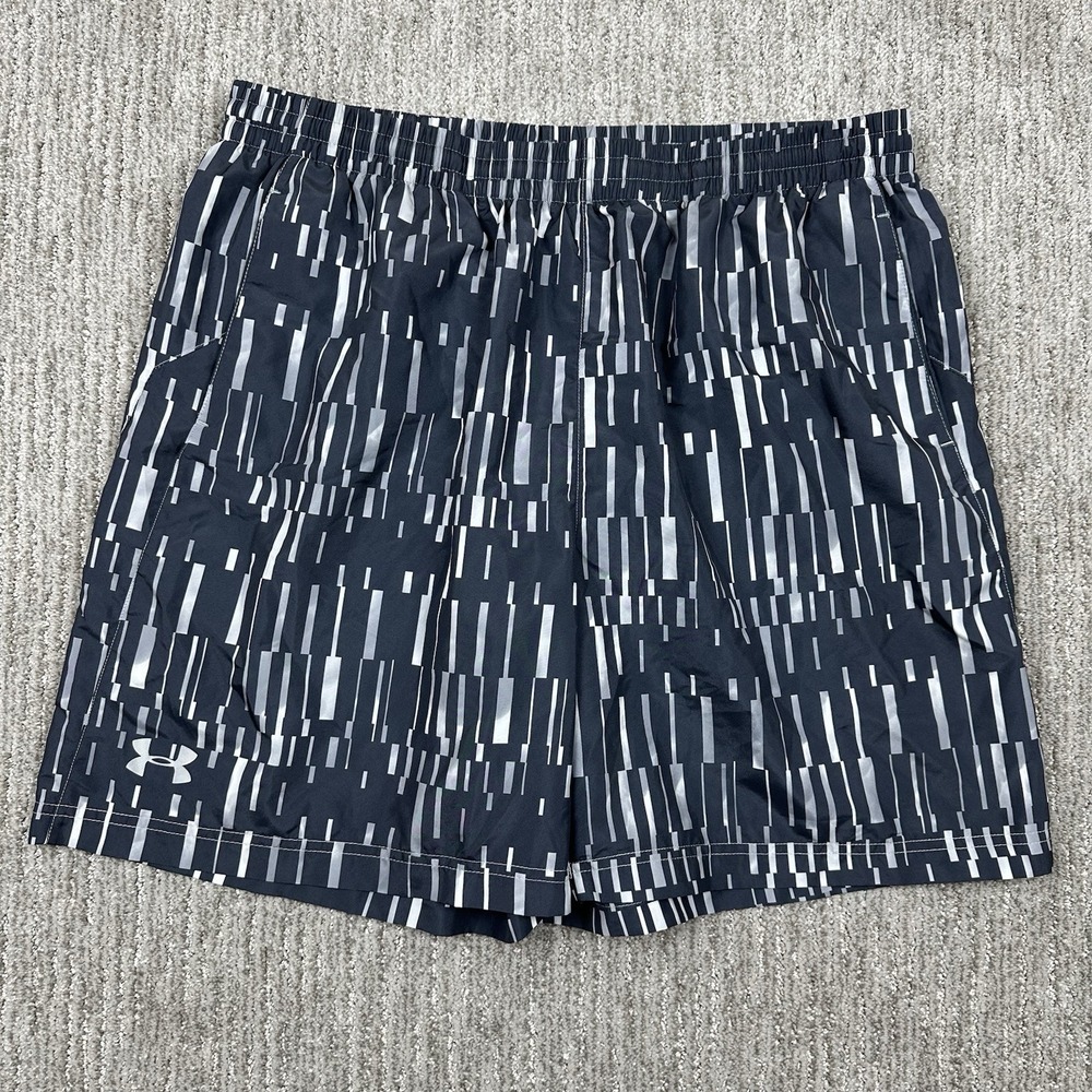 Under Armour Mens XL Geometric Swim Trunks Lined HeatGear Elastic Waist Mesh‎